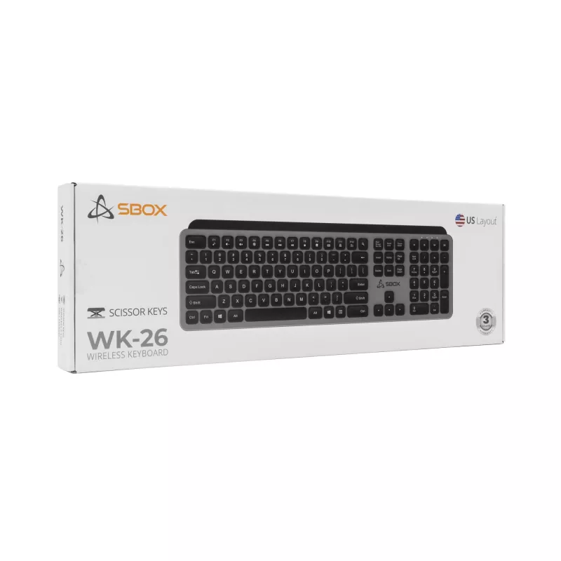 Wireless keyboard SBOX WK-26 US with multimedia keys and US layout