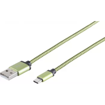 USB Cable S/CONN 14-50119 USB 2.0 0.9m USB A USB C Green