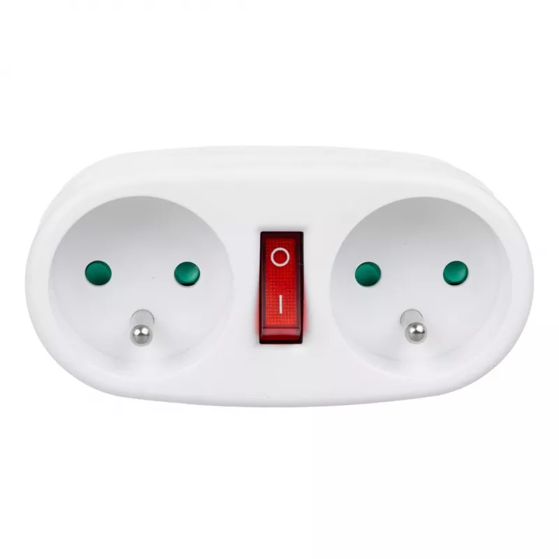 Maclean Current Outlet, Socket Splitter with 2 Sockets and Circuit Breaker, Type E, 2x16A, MCE337 E
