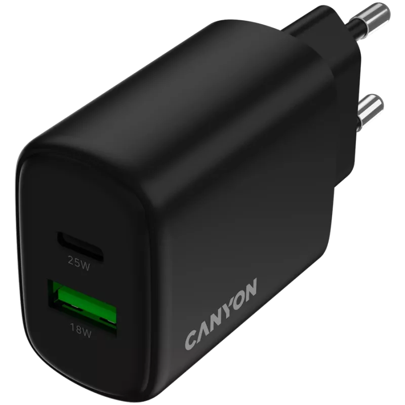 CANYON charger OnCharge 250 25W 1xPD 1xQC EU Black