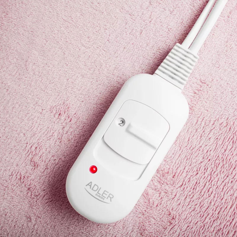 Electric heating pad Adler AD 7444, 80W, 2 heat levels, washable, remote control, pink