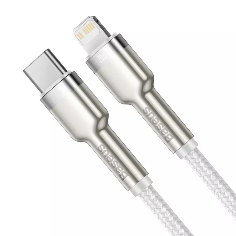 USB-C to Lightning cable Baseus Cafule 1 m, 20 W, zinc housing, white