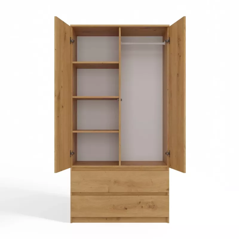 Topeshop SZAFA MALWA ART bedroom wardrobe/closet 5 shelves 2 door(s) Oak