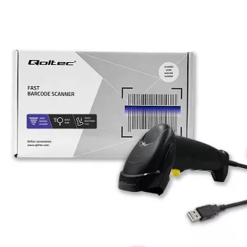 Qoltec 1D Laser Barcode Reader | USB | Black