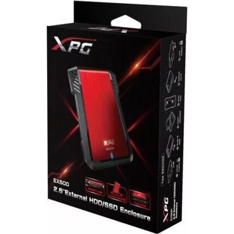 ADATA EX500 HDD/SSD enclosure Black, Red 2.5 inch