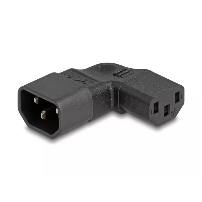 DeLOCK Netzadapter IEC 60320 C14 to C13 Plug Socket 10 A 90° Left Right Black