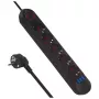 Power strip MACLEAN MCE395 B — 5 sockets, 3×USB, 110–240V AC, 2.1A USB, 2500W, 1.5 m cable, black