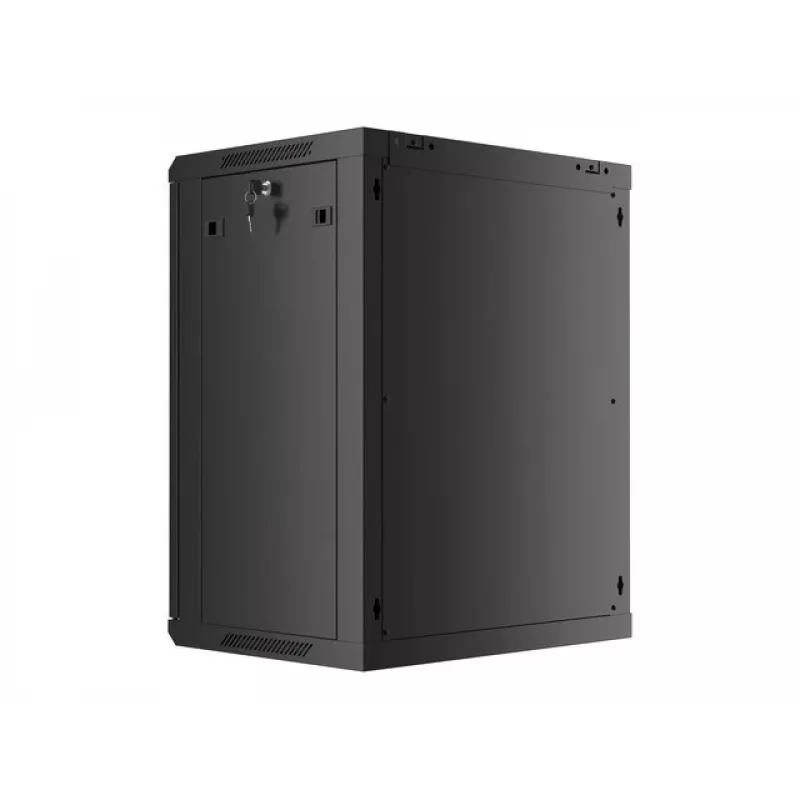 Lanberg WF01-6415-10B Wall-Mounted Rack Cabinet 19 inch 15U 600x450mm Black with Glass Door