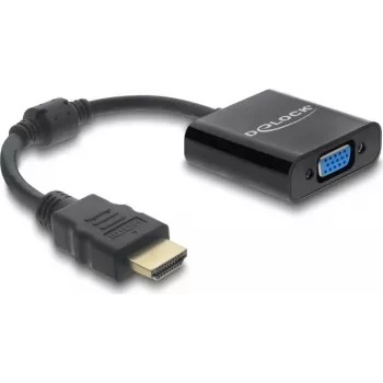 DELOCK HDMI male to VGA female adapter cable — HDMI (male) to VGA (female), black