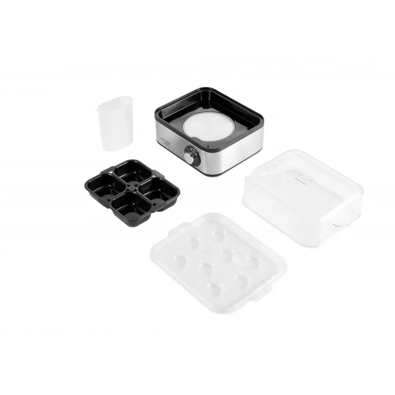 Egg cooker Adler AD 4486 — 8-egg capacity, 800 W, black satin steel with transparent lid