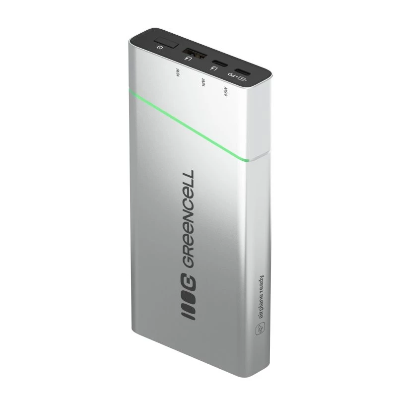 Portable battery Green Cell BPLGC20P 20800 mAh Lithium‑Ion, USB‑C PD 65W, 2x USB‑C + 1x USB‑A, aluminium housing