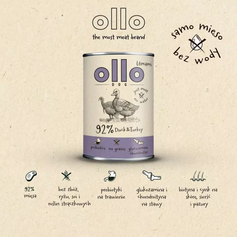 OLLO Umami Duck and turkey - wet dog food - 850g