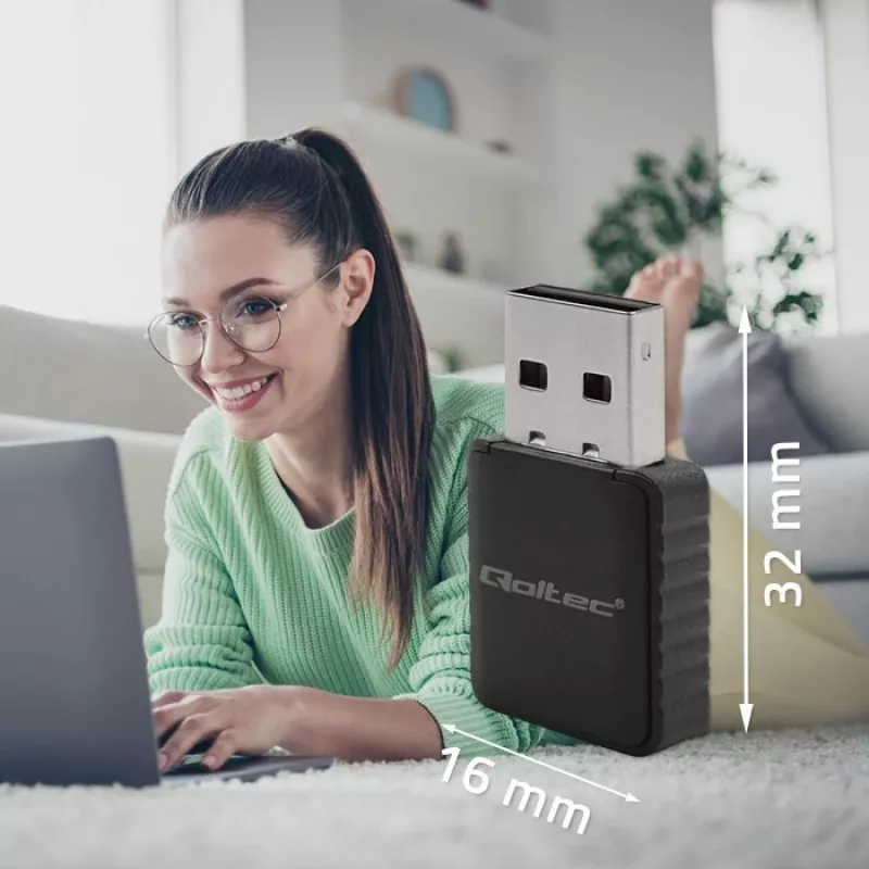 Wireless USB Adapter QOLTEC 56988 Dual Band 1300Mbps USB 3.0