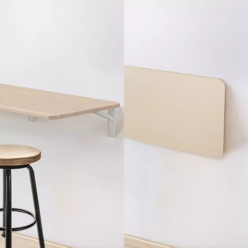 MACLEAN MC-128WD Wall-Mounted Folding Shelf 100×40 cm Wooden Finish