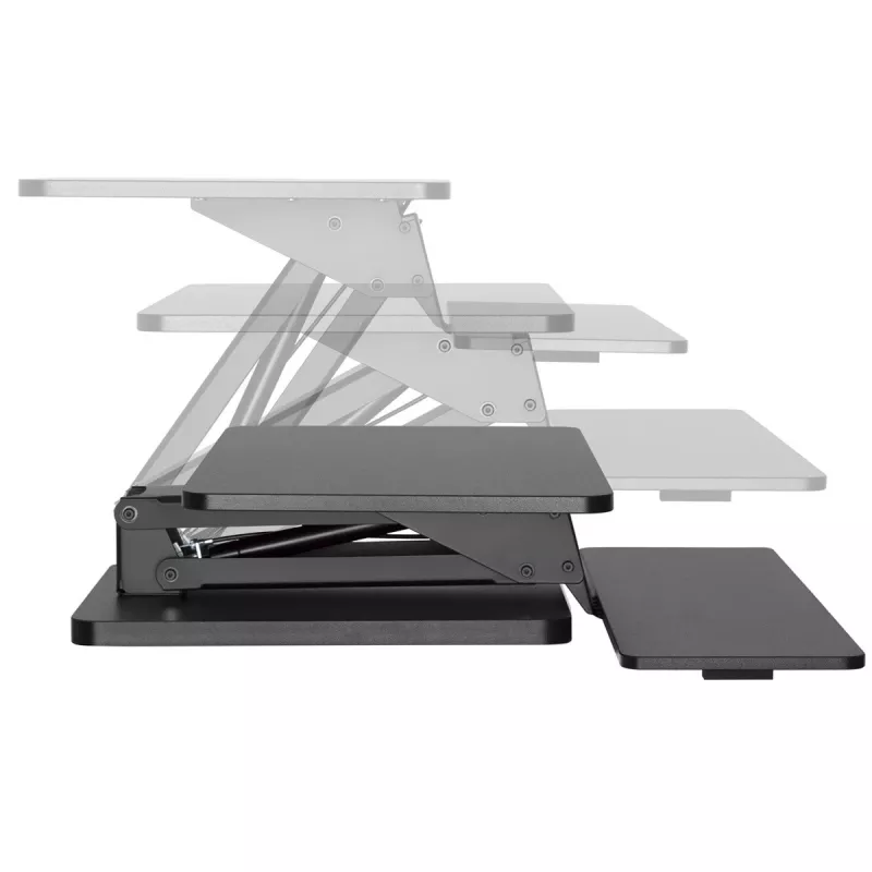 Maclean Desktop Stand for Keyboard, Monitor or Laptop, Gas Spring, Standing Up, Black, MC-882