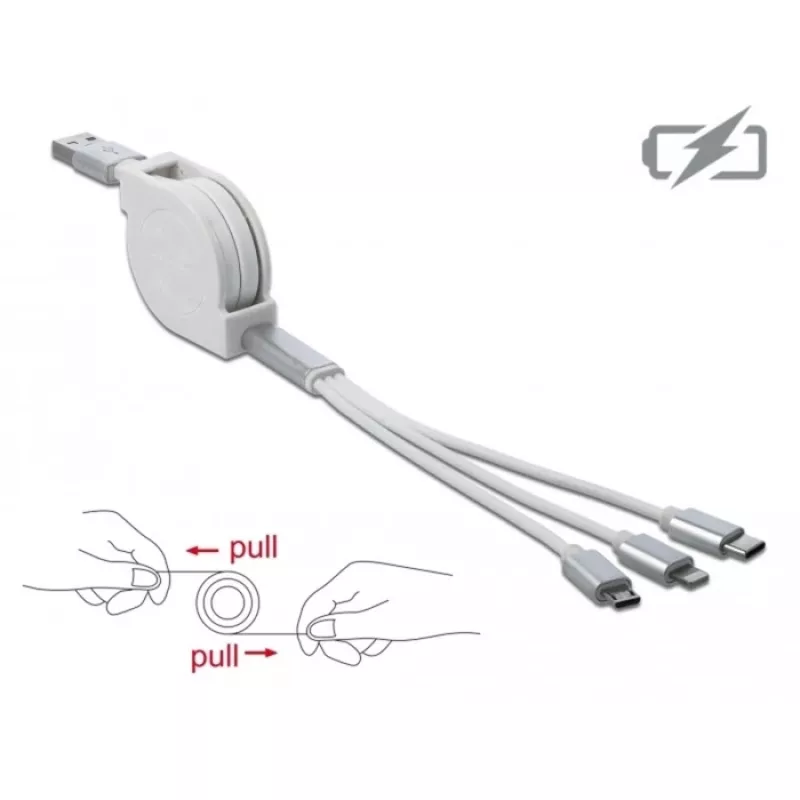 USB Cable DeLOCK 85850 0.98m USB 2.0 USB A USB C/Micro-USB B/Lightning