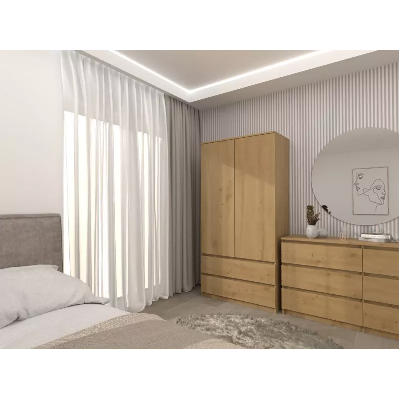 Topeshop SZAFA MALWA ART bedroom wardrobe/closet 5 shelves 2 door(s) Oak
