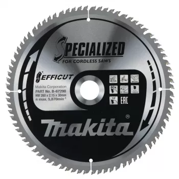 T.C.T. saw blade 260X2.15X30mm 10° T80 EFFICUT