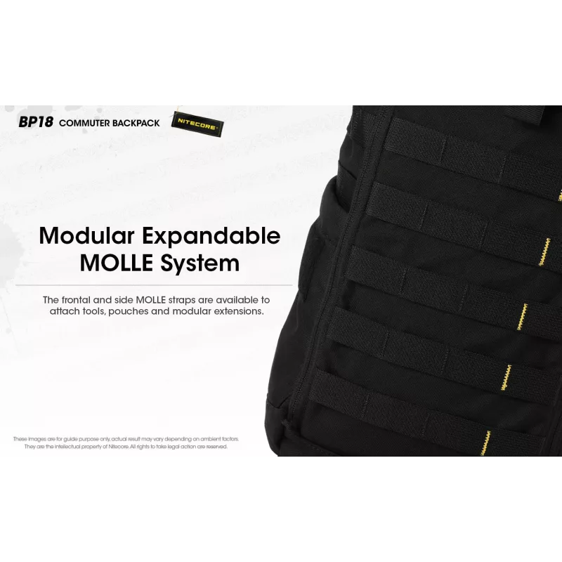 Travel backpack Nitecore BP18 — black nylon/polyester, 240×160×470 mm