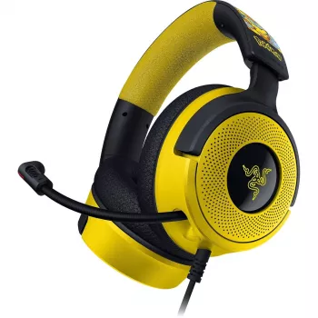 Headset Razer Kraken V4 X Pokemon — Wired USB-C/USB-A, Supraaural, 20–20000 Hz, 1.8 m cable, 310 g, Black/Yellow