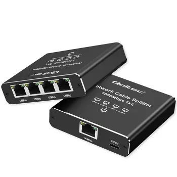 Ethernet mini switch QOLTEC 52293 1x4 RJ45, 1-in 4-out unmanaged network splitter
