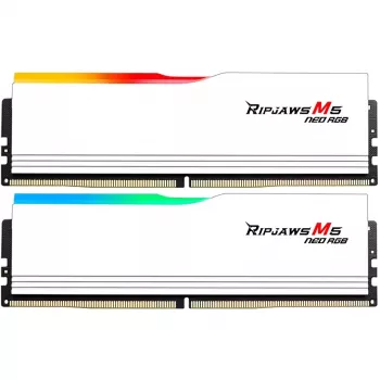 DIMM 64 GB DDR5-6000 (2x 32 GB) Dual-Kit, Memory White, F5-6000J2836G32GX2-RM5NRW, Ripjaws M5 Neo RGB, AMD EXPO
