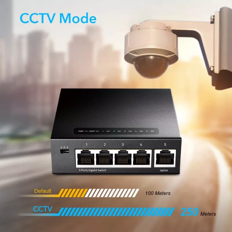 Network switch Cudy GS105 — 5‑port Gigabit Ethernet (10/100/1000), black, 5 V DC power included