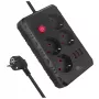 Power strip MACLEAN MCE393 B — 4 sockets, 3×USB, 110–240V, 2500W, 3 m cable, black