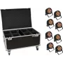 LED PAR light set EUROLITE 20000881 — 8 fixtures, 12x8W QCL, includes flight case with wheels
