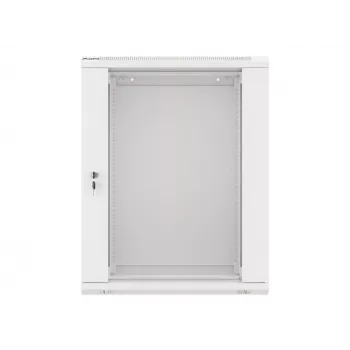 Lanberg WF01-6415-10S 15U 19 inch Wall-Mount Rack Cabinet, 600x450mm, Grey, Tempered Glass Door, IP20, 60kg Load