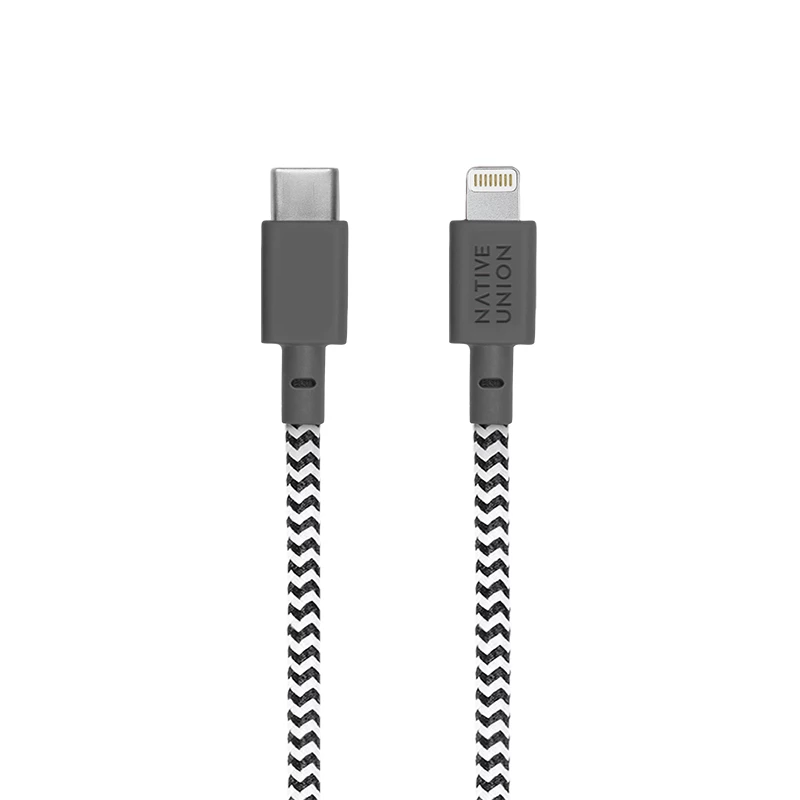 Lightning cable native union NCABLE-KV-CL-ZEB 3 m Lightning to USB-A Black White 140 g