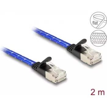 Network Cable DeLOCK RJ45 Flat Cat.6A 2m Blue