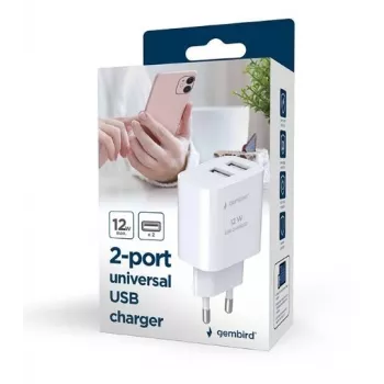 Charger Gembird TA-UC-2A12-01 Indoor AC 2.4A 2 USB White