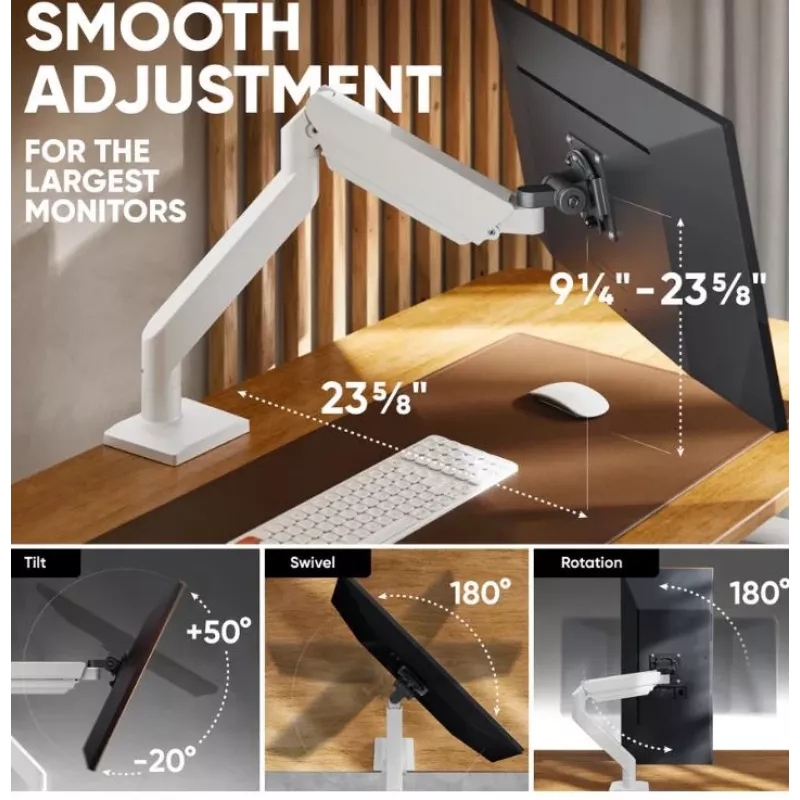 ONKRON G110-BW Monitor Desk Mount for 1 Display 15-42", Black/White
