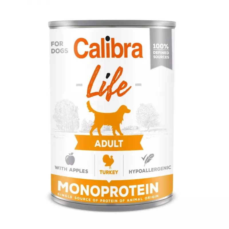 Calibra Dog Life Adult Wet Dog Food, Turkey with Apples, 400 g