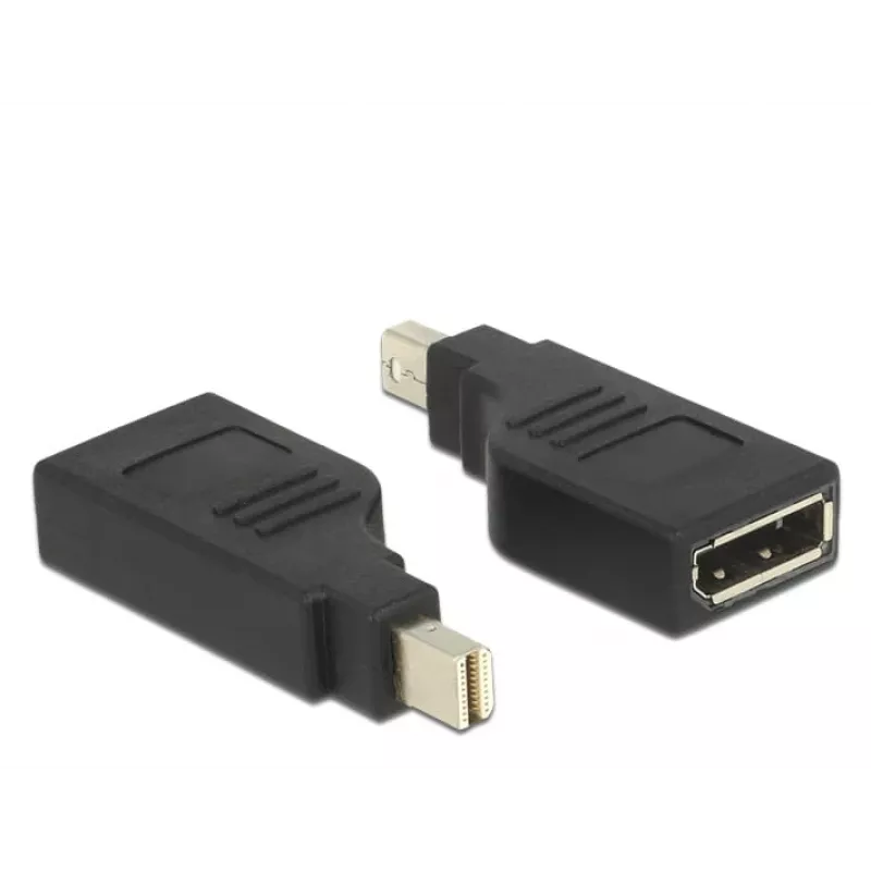 Delock Adapter mini Displayport 1,2 male > Displayport female 4K 90° turned - DisplayPort-Adapter - Mini DisplayPort (M) angled to DisplayPort (W) angled - Black (65626)