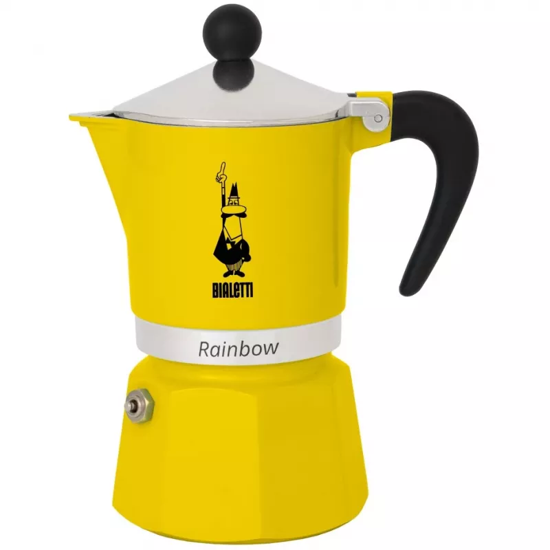 Moka pot Bialetti Rainbow Black/Yellow — aluminium stovetop espresso maker, 1 pc