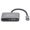 Manhattan USB-C Dock/Hub, Ports (x4): HDMI, USB-A, USB-C and VGA, with Power Delivery (PD) 87W- requires external USB-C charger (not included). USB powered (no external power supply required) when PD is not in use, Aluminium