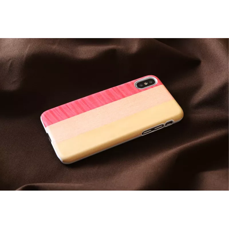 Smartphone case man and wood for iPhone X/XS — pink pie white