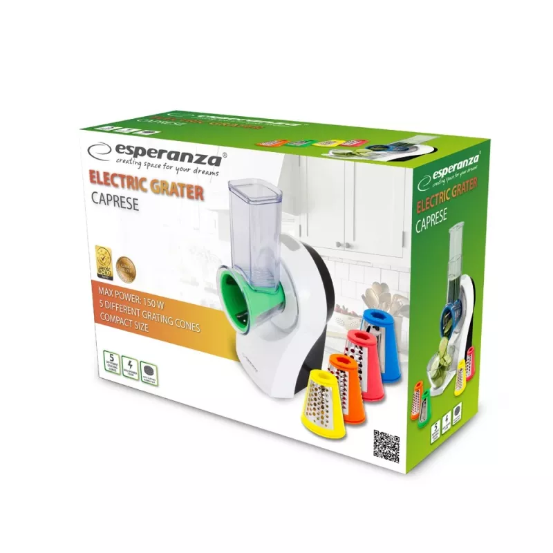 Electric grater ESPERANZA EKM026, 150 W, AC 220–240 V, 5 rollers, plastic housing, multicolour