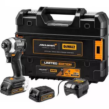 Cordless Impact Wrench DCF85ME2GT, 18Volt, 1/4, in McLaren design Grey/black, 2x POWERSTACK Li-Ion-Battery 1,7 Ah, in T STAK Box