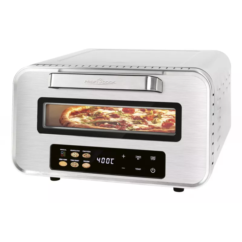 Pizza maker ProfiCook PC-PO 1323 — countertop pizza oven, 1 pizza, 2100 W, stainless steel, digital timer