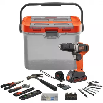 Cordless Impact Drill Driver BCKSB02, 18Volt (orange/black, Lithium-Ion Battery 1,5Ah, Storage Box, 62-piece Accessory-Set)