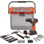 Cordless Impact Drill Driver BCKSB02, 18Volt (orange/black, Lithium-Ion Battery 1,5Ah, Storage Box, 62-piece Accessory-Set)