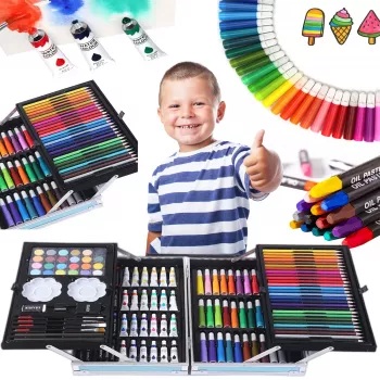 Art paint kit Extralink EX.20154 — 145-piece children's art set in large suitcase