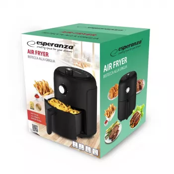 Hot air fryer ESPERANZA EKA001, 2.6 L, 1000 W, 7 programs, black, compact countertop
