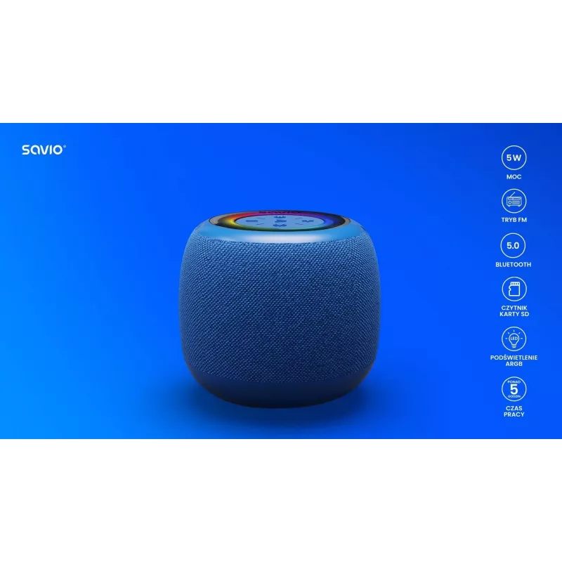 Savio BS-042 Altoparlante Blu Wireless 5 W