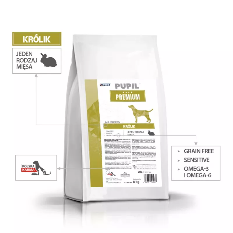 PUPIL Premium All Breeds Rabbit - dry dog food - 8kg
