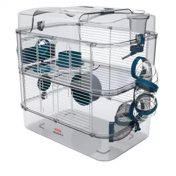 Cage ZOLUX Rody3 DUO Blue — two-level rodent cage, plastic and metal, 410×270×405 mm, 3 kg