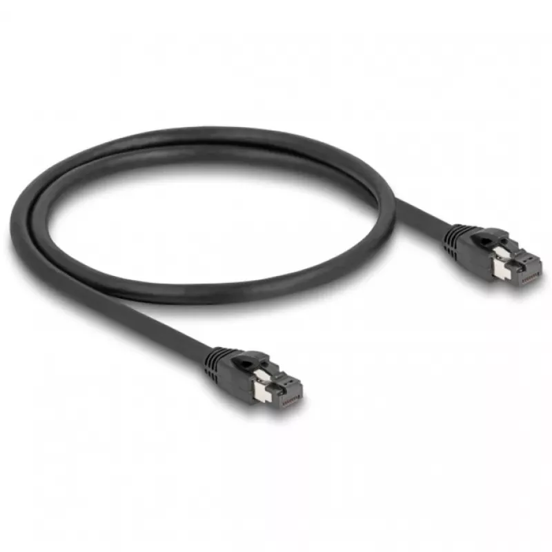 Delock - Patch-Cable - RJ-45 (M) to RJ-45 (M) - 50cm - 7,5 mm - SFTP, PiMF - CAT 8,1 - Halogen-Free, Snagless - Black (80232)